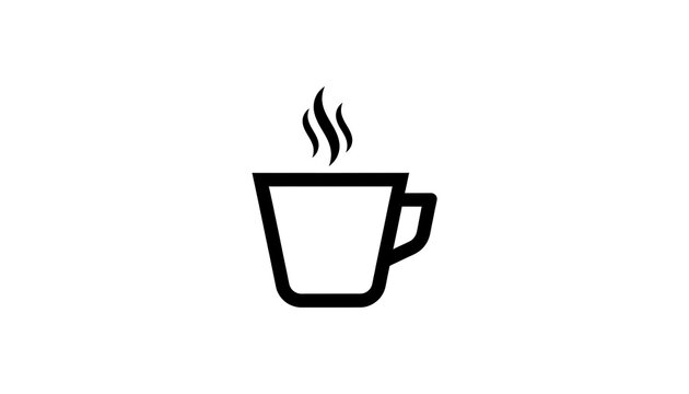 Plain Coffee Cup Icon with Steam in Center