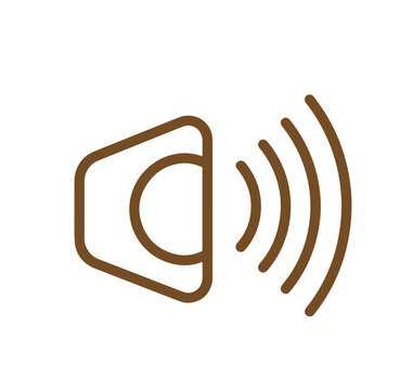 Brown speaker icon with sound waves isolated on transparent background