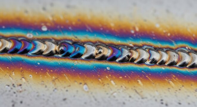 Welding Seam - Rainbow Colors and Metal.