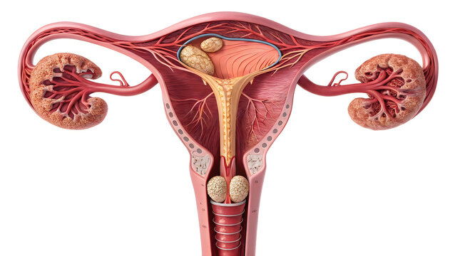 Anatomical illustration of the female urinary and reproductive system
