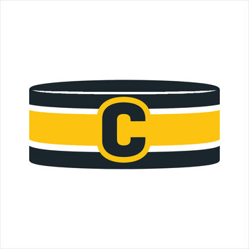 Captain's armband with letter C during sports competition Isolated on white background