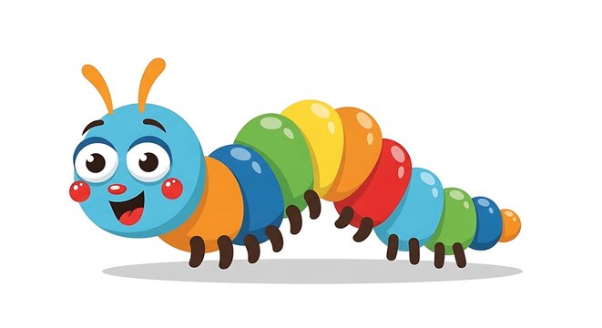 Happy Colorful Caterpillar Cartoon Crawl