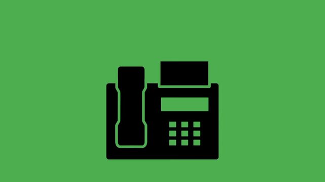 Black silhouette fax machine with document coming out showing printing process concept
