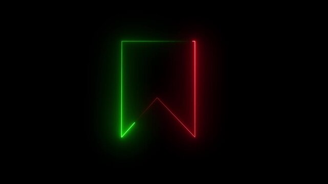 Glowing neon line bookmark save icon animation. representing saved pages, reading list, favorites, quick access, marked items, and modern digital animation on black background.