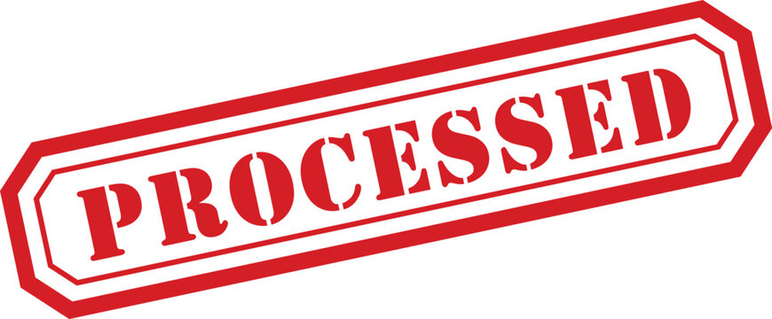 A red rubber stamp with the word PROCESSED is clearly visible on a clean white background