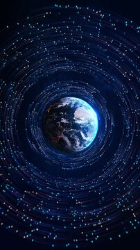 Abstract Digital Globe, Futuristic Technology Hud Planet earth globe maps world animation. 4K 3D Earth map digital connection social network. world data. Blockchain technology Business finance crypto