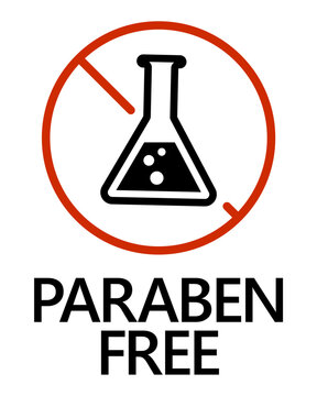 パラベン不使用（PARABEN FREE）の禁止マークアイコン 化粧品・スキンケア無添加ラベル素材 Paraben Free No Paraben Sign Icon Cosmetic Skincare Natural Product Label Design
