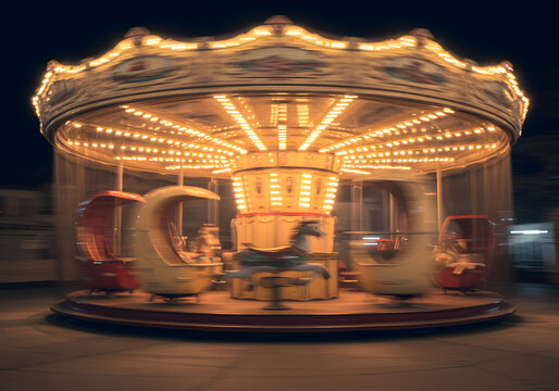 Vintage carousel at night