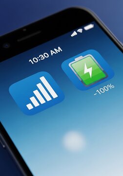 Smartphone Screen Displaying Full Battery and Strong Signal Strength.