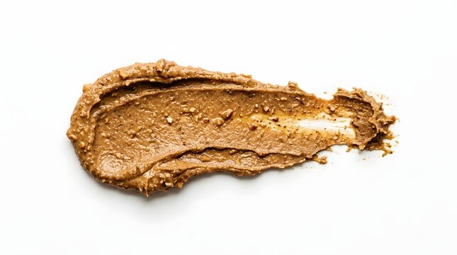 Creamy almond butter spread isolated on white background