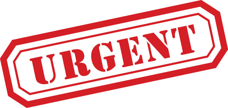 Bold red rubber stamp with the word URGENT indicating immediate attention on a white background