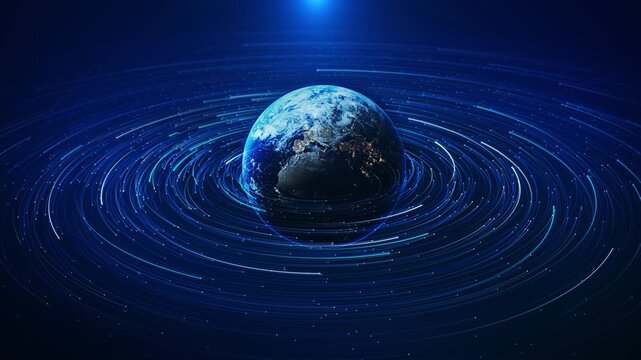 Blue wireframe earth globe global network connection, world map digital internet communication business, 3D technology Growing network connection around world. Global network, internet concept. Blue