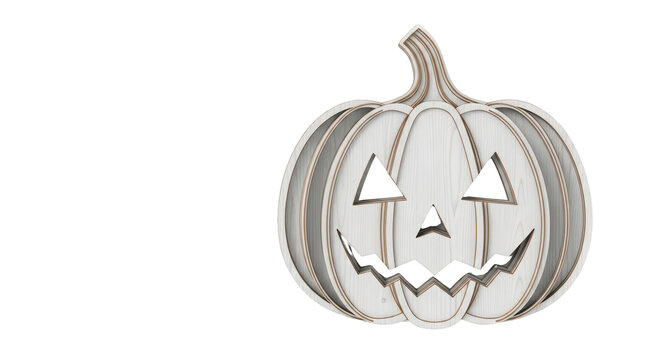 Carved silver pumpkin with face.