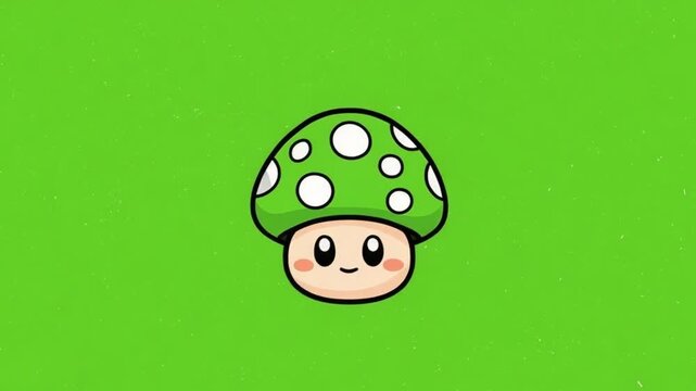 Cute Mushroom Character on Green Screen 3D Animation