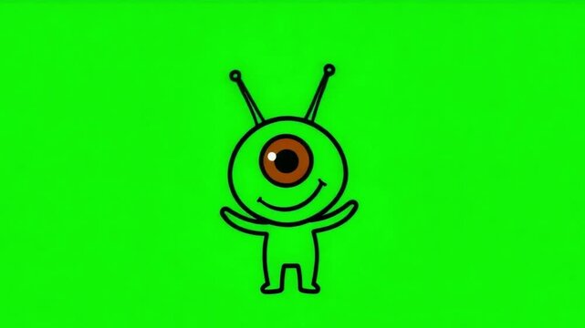 Funny Alien Character on Green Screen 3D Animation