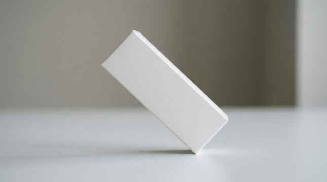 The white rectangular object falls on a surface in an interior