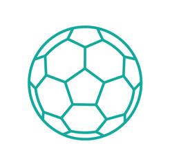 Naklejka premium Teal soccer ball icon with white panels and lines sports symbol