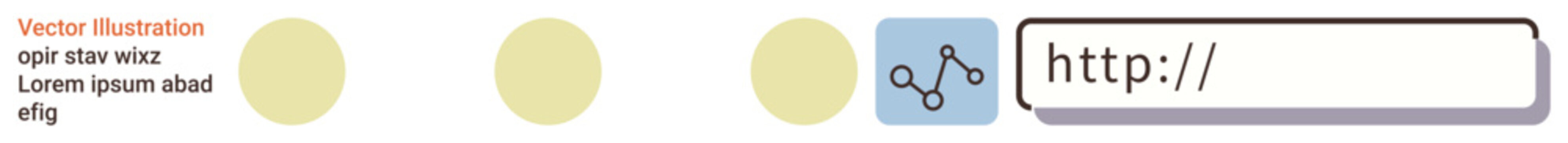 Web navigation, internet, hyperlinking, web browsing, website interaction, digital interface. A search bar and circular icons in a minimalist design. Web navigation and internet browsing concept