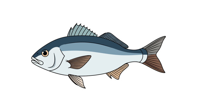 Blue fish with brown fins swimming.