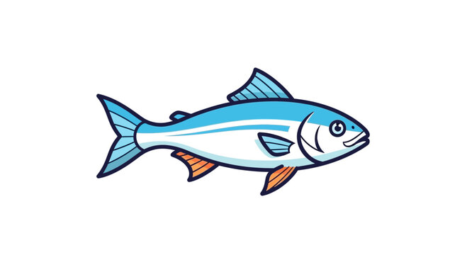 Blue fish with orange fins swimming.