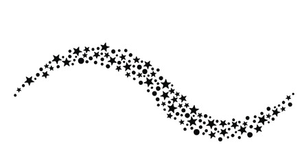 Black starburst particles wave, twinkling dots, starry night sky effect, vector sparkles © Julakha