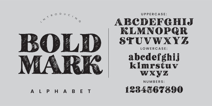 Bold Mark Textured Woodcut Serif Font Alphabet For Rustic Branding And Authentic Vintage Product Label