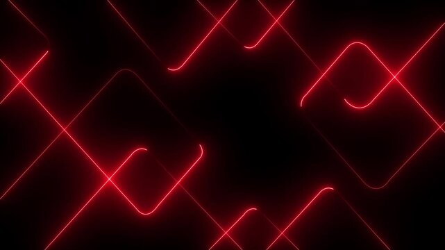 abstract glowing neon lines in red for music DJ party vibrant abstract background featuring dynamic neon line patterns in on black background animation