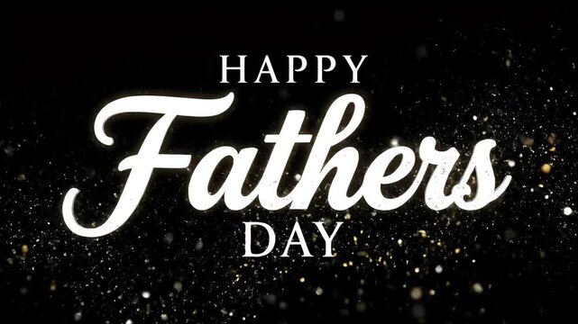 Happy fathers day greeting animated text on black background