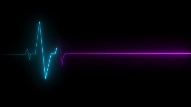 neon heartbeat cardiogram pulse animation abstract background, glowing neon heart beat icon animation on black background. Neon heartbeat icon ECG heartbeat signal icon animation, heartbeat icon anima