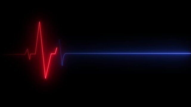 neon heartbeat cardiogram pulse animation abstract background, glowing neon heart beat icon animation on black background. Neon heartbeat icon ECG heartbeat signal icon animation, heartbeat icon anima