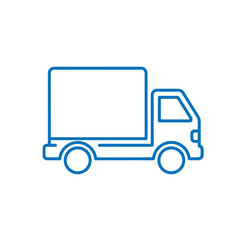 Fototapeta premium blue truck icon outline simple line drawing of a delivery vehicle
