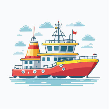 Cartoon Tugboat Illustration