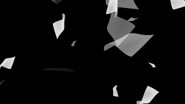 White paper falling from above overlay, black background, Flying White Paper in the Wind With Luma Matte,
Pages falling white paper book literature business school 4k
