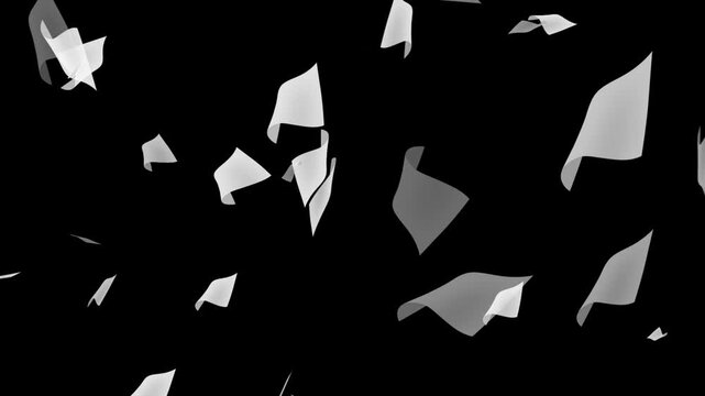 White paper falling from above overlay, black background, Flying White Paper in the Wind With Luma Matte,
Pages falling white paper book literature business school 4k