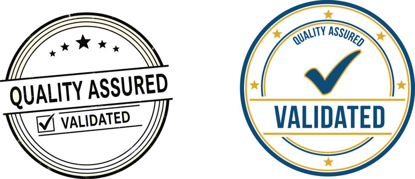 Quality assured and validated stamps for professional use isolated on transparent background