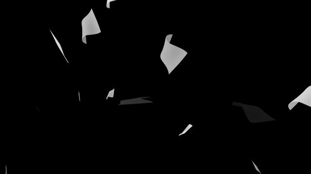White paper falling from above overlay, black background, Flying White Paper in the Wind With Luma Matte,
Pages falling white paper book literature business school 4k