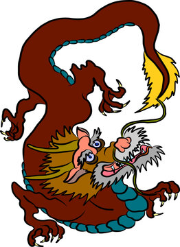 Japanese red dragon tattoo.Dragon on red background for Chinese New Year.Gold Chinese Dragon vector. Gold line art King Dragon tattoo.cartoon vector for t-shirt.