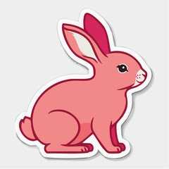 Obraz premium Cute Pink Cartoon Rabbit Sticker