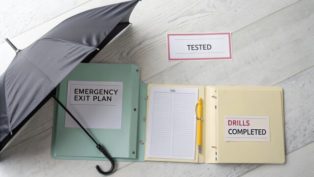 Emergency Exit Plan Folders and Umbrella, Tested for Preparedness