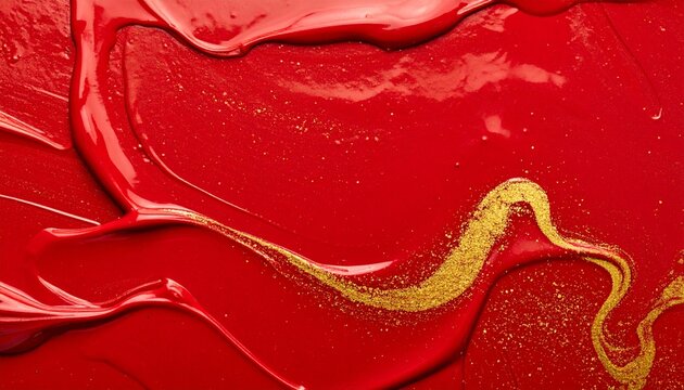 Vermilion Red Japanese Lacquer Texture with Gold, Traditional Festive Urushi Background