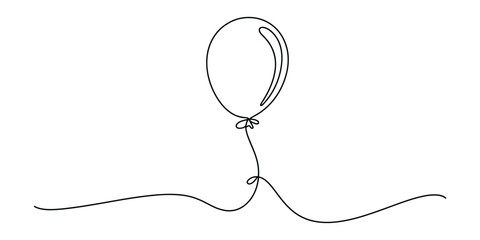 Single continuous line drawing of a simple party balloon © Bilas