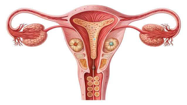 reproductive system focusing on the uterus and ovaries