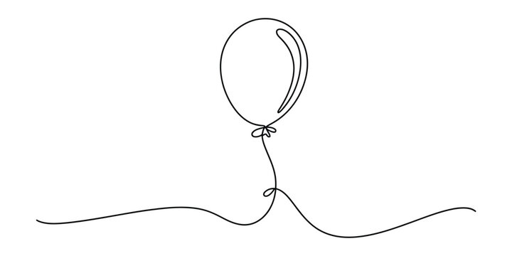 Single continuous line drawing of a simple party balloon