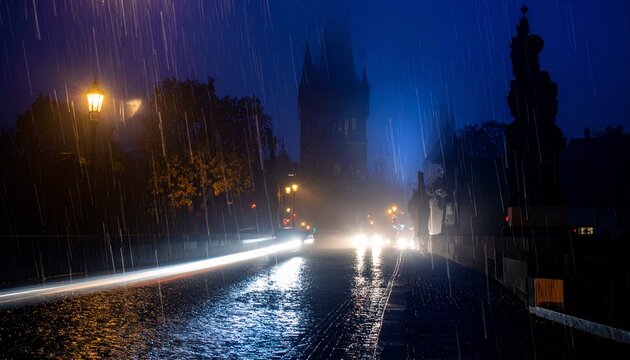 雨夜 街灯 傘 シルエット 質感 陰影 輪郭 帰路 核心 境界 均衡 存在 静謐 刹那 永遠 郷愁 叙情 反射 憧憬 芳醇