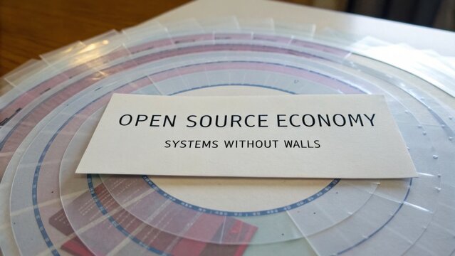 Open Source Economy Systems Without Walls Concept Presented on Layered Transparent Papers