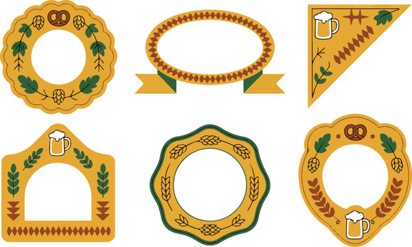 Set of six decorative Oktoberfest themed frames.