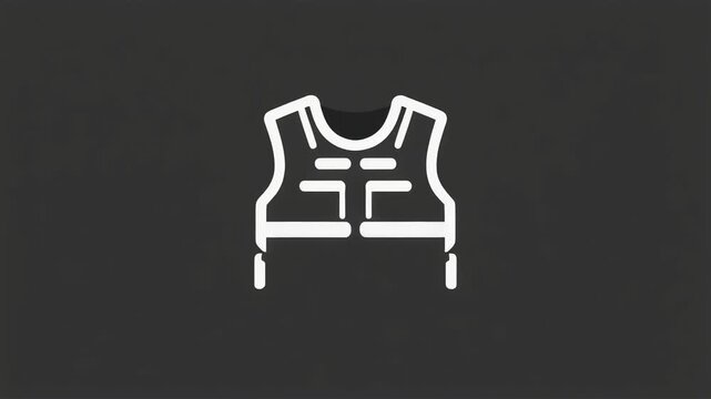 White, outlined tactical vest icon on dark background