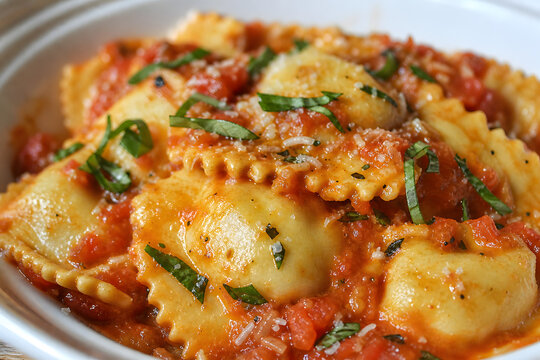 Ravioli served with sauce and herbs - Rustic Italian Food Scene