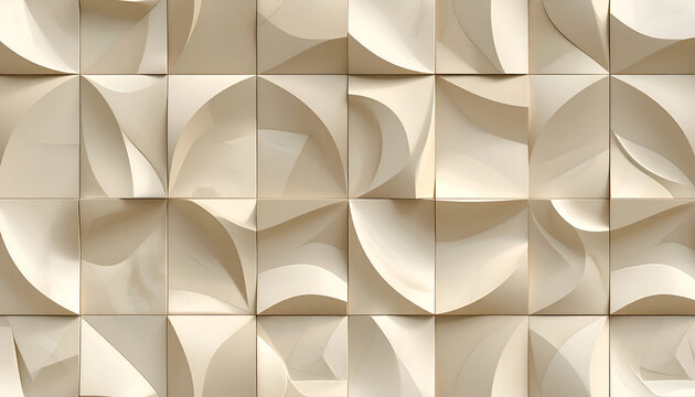 Textured Beige Geometric Pattern Background with 3D Effect.
