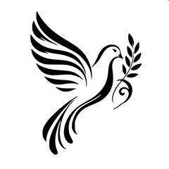 Fototapeta premium Peace Dove with Olive Branch Minimalist Icon